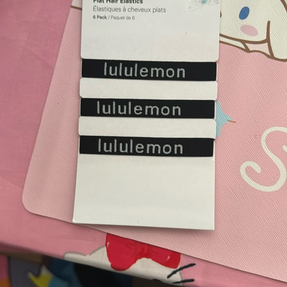 Lululemon Flat Hair Elastics *6 Pack *NWT Black/Silver - Picture 2 of 3